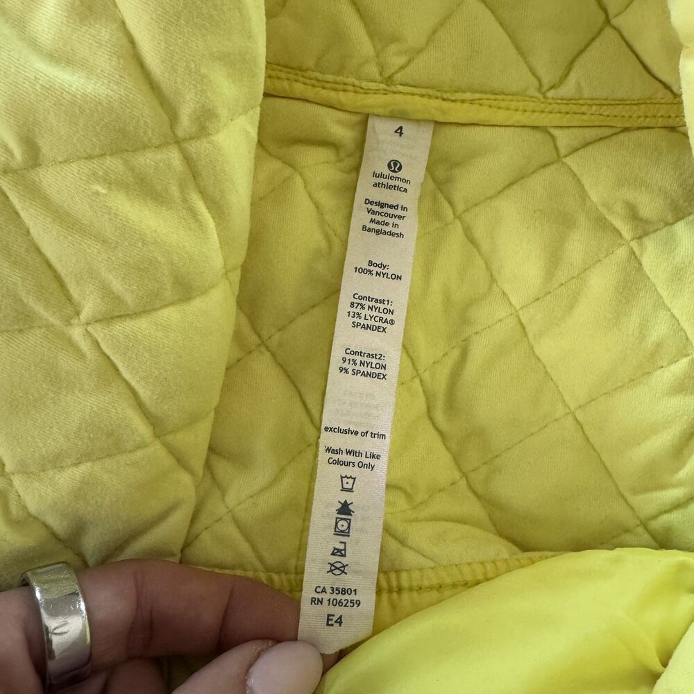 Lululemon 🍋What The Fluff Goose Down Jacket Puffer Size 4 Yellow Pullover - Picture 4 of 8